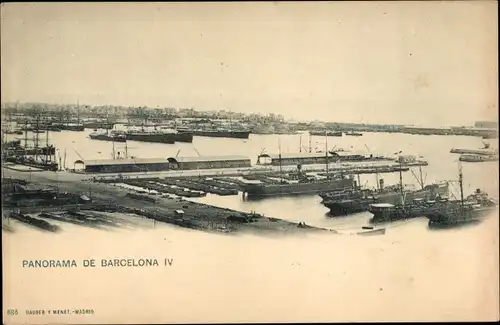 Ak Barcelona Katalonien Spanien, Hafen, Panorama