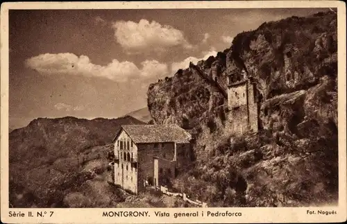 Ak Montgrony Gombrén Katalonien, Kirche Sant Pere de Montgrony, Pedraforca