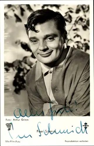 Ak Schauspieler Peer Schmidt, Portrait, Autogramm