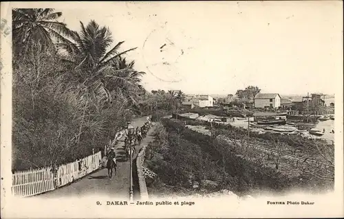 Ak Dakar Senegal, öffentlicher Garten und Strand