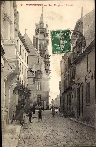 Ak Compiègne Oise, Rue Eugene Floquet, Kirche