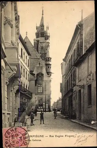 Ak Compiègne Oise, Rue Eugene Floquet, Kirche