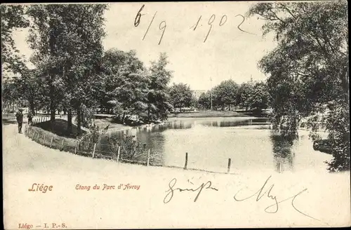 Ak Liège Lüttich Wallonien, Etang du Parc d'Avroy