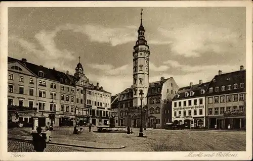 Ak Gera in Thüringen, Markt, Rathaus, Geschäftshäuser