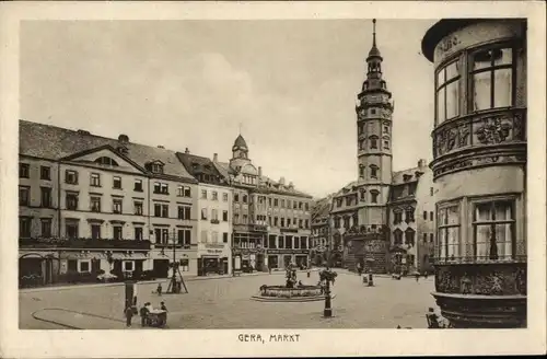 Ak Gera in Thüringen, Markt, Rathaus, Geschäft Albin Beck