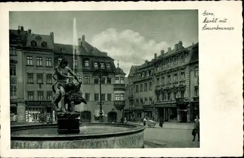 Ak Gera in Thüringen, Markt, Simsonbrunnen