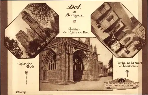 Ak Dol de Bretagne Ille et Vilaine, Kirche, Ausgang der Messe in Pontorson