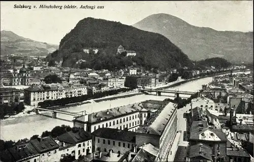 Ak Salzburg in Österreich, Stadt vom Mönchsberg aus