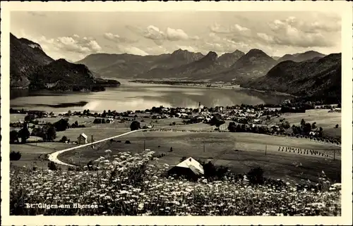 Ak Sankt Gilgen in Salzburg, Panorama, Abersee