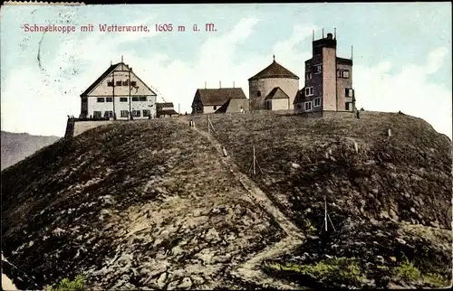 Ak Malá Úpa Kleinaupa Riesengebirge Region Königgrätz, Schneekoppe, Wetterwarte