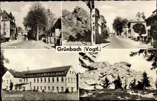 Ak Grünbach Vogtland, Falkensteiner Straße, Wendelstein, FDGB Erholungsheim