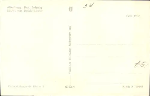 Ak Altenburg in Thüringen, Markt mit Brüderkirche