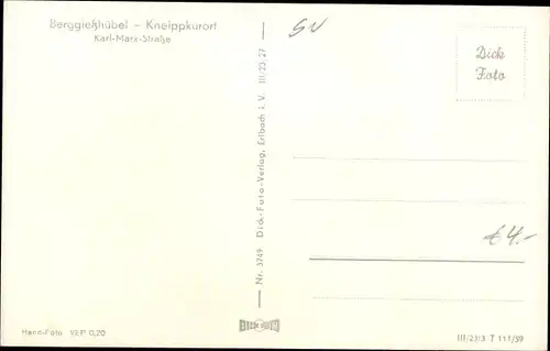 Ak Berggießhübel in Sachsen, Karl Marx Straße