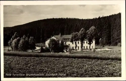 Ak Grünbach im Vogtland, FDGB Ferienheim Druckersmühle