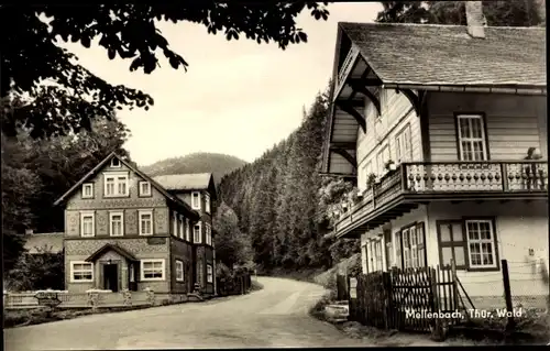 Ak Mellenbach Glasbach Schwarzatal Thüringen, Straße, Wohnhäuser