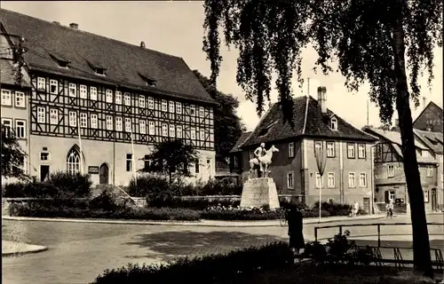 Ak Bad Langensalza in Thüringen, Teilansicht, Denkmal