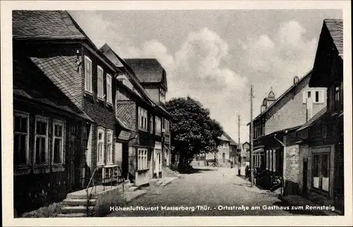 Ak Masserberg in Thüringen, Ortsstraße am Gasthaus zum Rennsteig