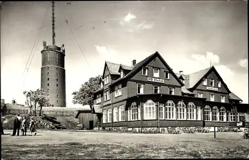 Ak Brotterode in Thüringen, Großer Inselsberg, HO Hotel, Turm