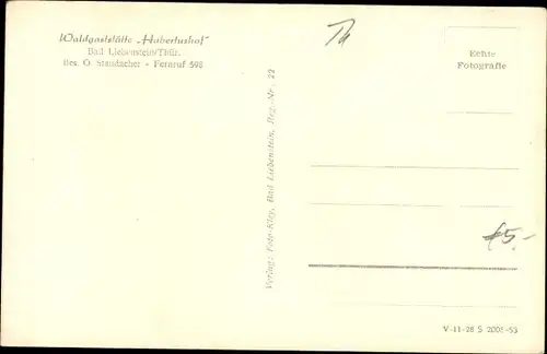 Ak Bad Liebenstein im Thüringer Wald, Waldgaststätte Hubertushof