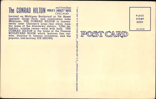 Ak Chicago Illinois USA, The Conrad Hilton, The Boulevard Room