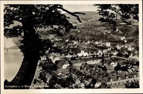 Ak Bad Karlshafen an der Oberweser Hessen, Blick von der Franke-Eiche