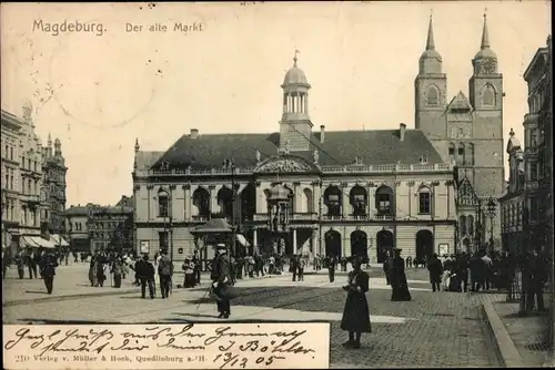 Ak Magdeburg an der Elbe, der alte Markt