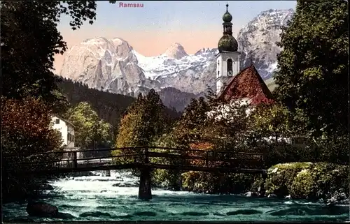 Ak Ramsau im Berchtesgadener Land Oberbayern, Kirche