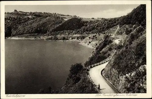 Ak Waldeck am Edersee Hessen, Edertalsperre, Randstraße