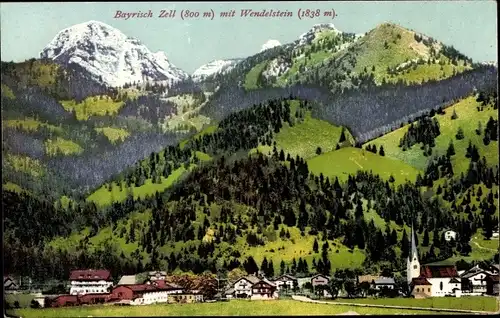 Ak Bayrischzell Oberbayern, Gesamtansicht mit Wendelstein, Purger 14431