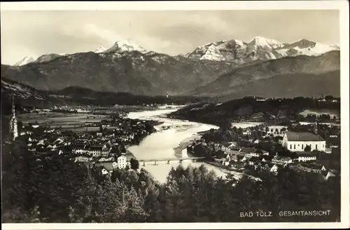 Ak Bad Tölz im Isartal Oberbayern, Gesamtansicht, Panorama