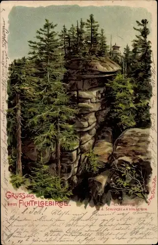 Künstler Litho Spindler, Erwin, Zell im Fichtelgebirge, Großer Waldstein, Felsgruppe Schlüssel