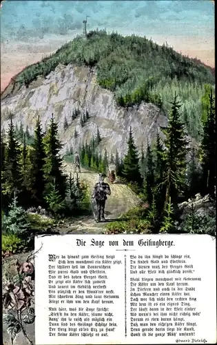 Künstler Ak Geising Altenberg im Erzgebirge, Die Sage von dem Geisingberge, E. Dietrich