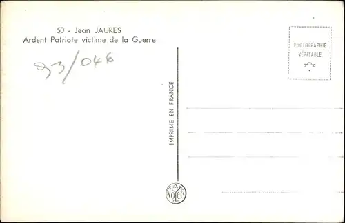 Ak Französischer Politiker Jean Jaurès, Portrait