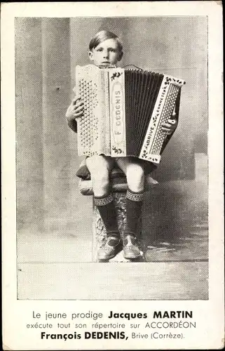 Ak Akkordeonspieler Jacques Martin, Portrait, Akkordeon Francois Dedenis