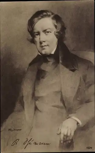 Künstler Ak Rumpf, Komponist Robert Schumann, Pianist, Portrait