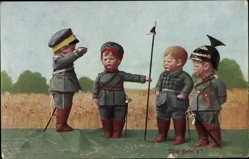 Ak Käthe Kruse Puppen in deutschen Uniformen
