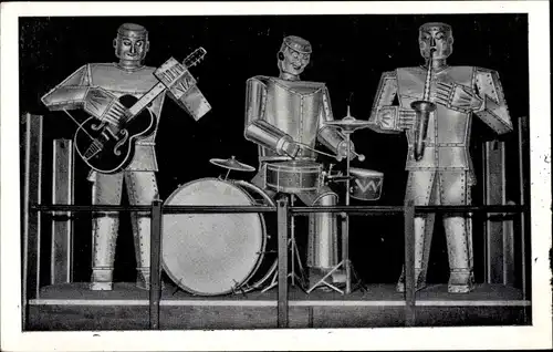 Ak Roboter als Musiker, Musikinstrumente, Schlagzeug, Gitarre