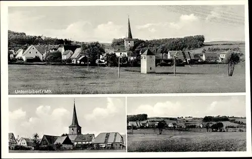 Ak Unternbibert Rügland Mittelfranken, Totalansicht, Kirche