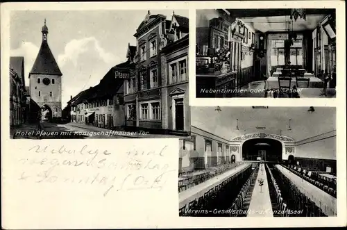 Ak Endingen am Kaiserstuhl, Hotel Pfauen, Königschaffhauser Tor, Innenansicht