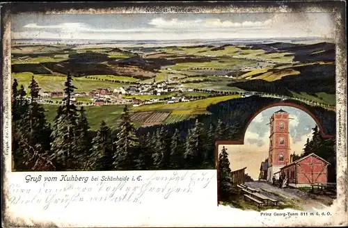 Künstler Ak Falk, G., Schönheide im Erzgebirge Sachsen, Panorama vom Kuhberg, Prinz Georg Turm