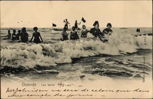 Ak Oostende Ostende Westflandern, les bains