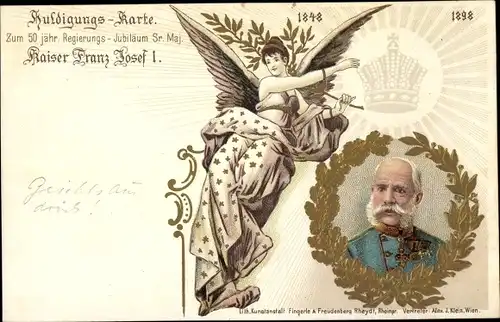 Präge Litho Kaiser Franz Joseph I., 50jh Regierungsjubiläum 1898