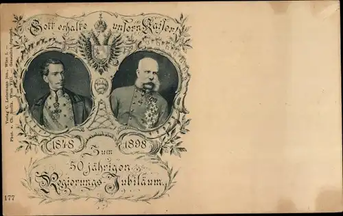 Wappen Ak Kaiser Franz Joseph I., 50 jähriges Regierungs-Jubiläum 1898