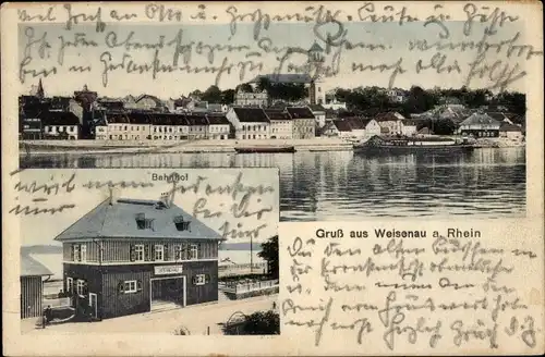 Ak Weisenau Mainz am Rhein, Bahnhof, Totalansicht