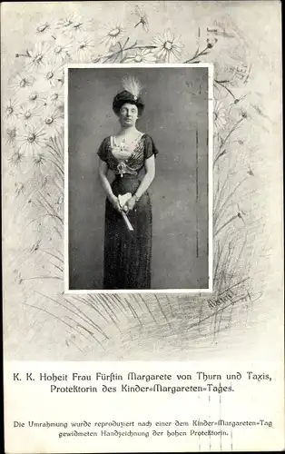 Ak Fürstin Margarete von Thurn und Taxis, Protektorin des Kinder-Margareten-Tages