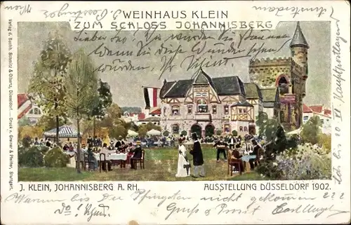 Künstler Ak Düsseldorf am Rhein, Gewerbeausstellung 1902, Weinhaus Klein Schloss Johannisberg