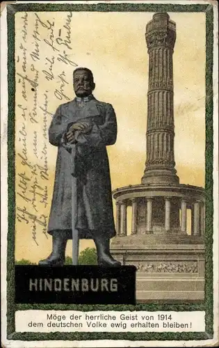 Künstler Ak Berlin Tiergarten, Eiserner Hindenburg, Siegessäule