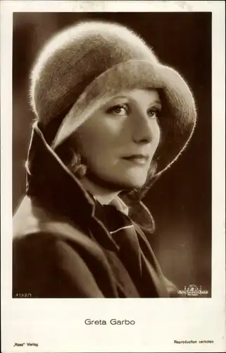 Ak Schauspielerin Greta Garbo, Portrait, Ross 4132/1