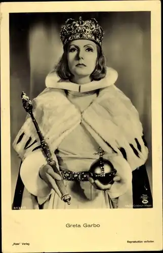 Ak Schauspielerin Greta Garbo, Portrait, Filmkostüm