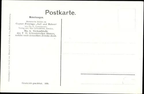 Künstler Ak Loeschmann, E., Wrocław Breslau Schlesien, Schroetersches Haus, Soll und Haben